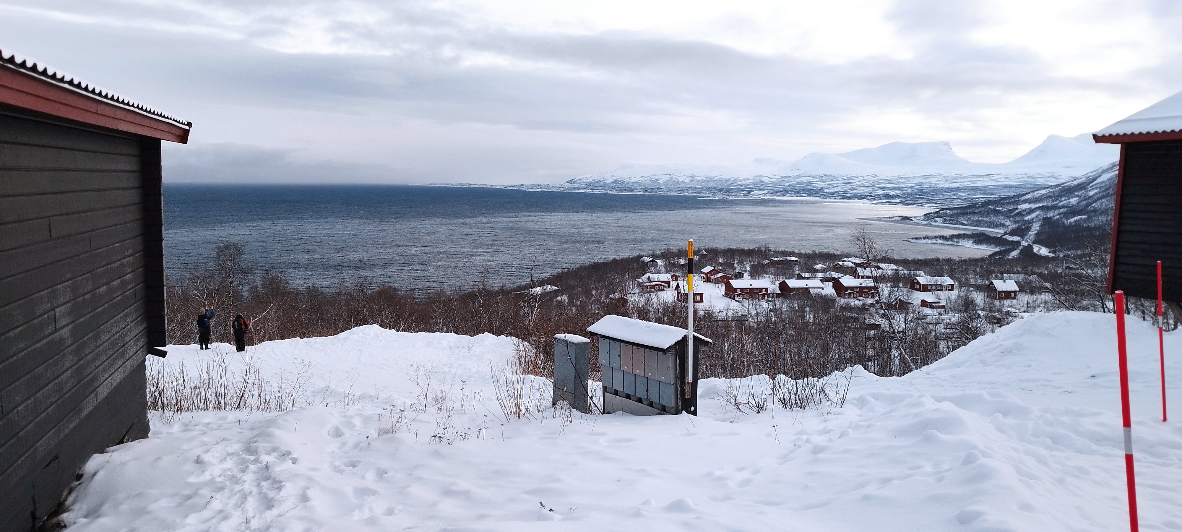 Snowy fjord view near Tromsø